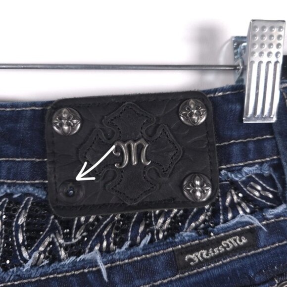 MISS ME EASY BOOT Jeans Embroidered‎ JE5639E2R DK 52C Size 26 - Picture 12 of 14